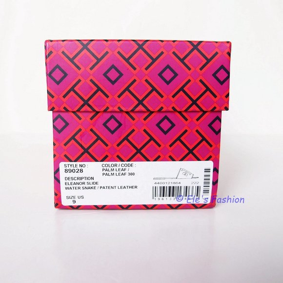 NIB Tory Burch Eleanor Leather Slide Palm Leaf US 7 7.5 8 8.5 9 9.5 10 AUTHENTIC - Picture 4 of 16